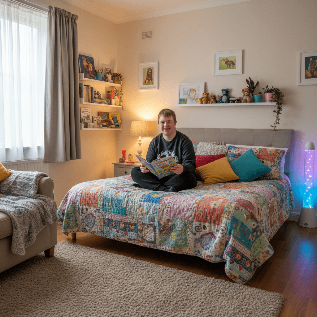 A bright, homely bedroom set up for an overnight short break